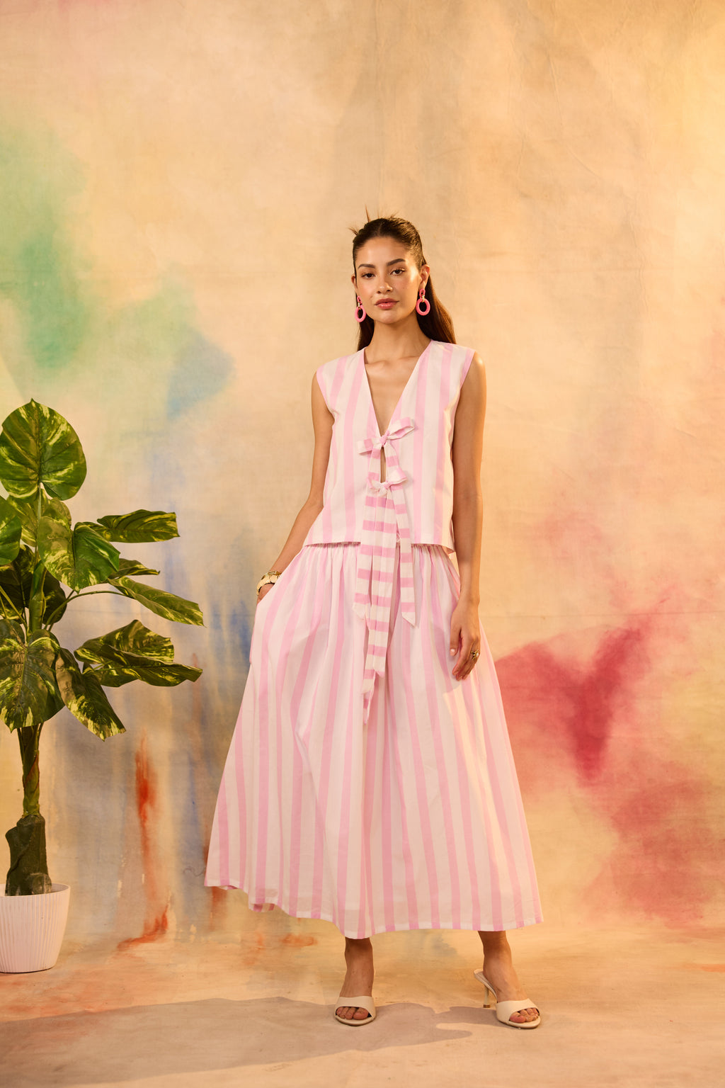 Ophelia Pink Striped Top with Skirt
