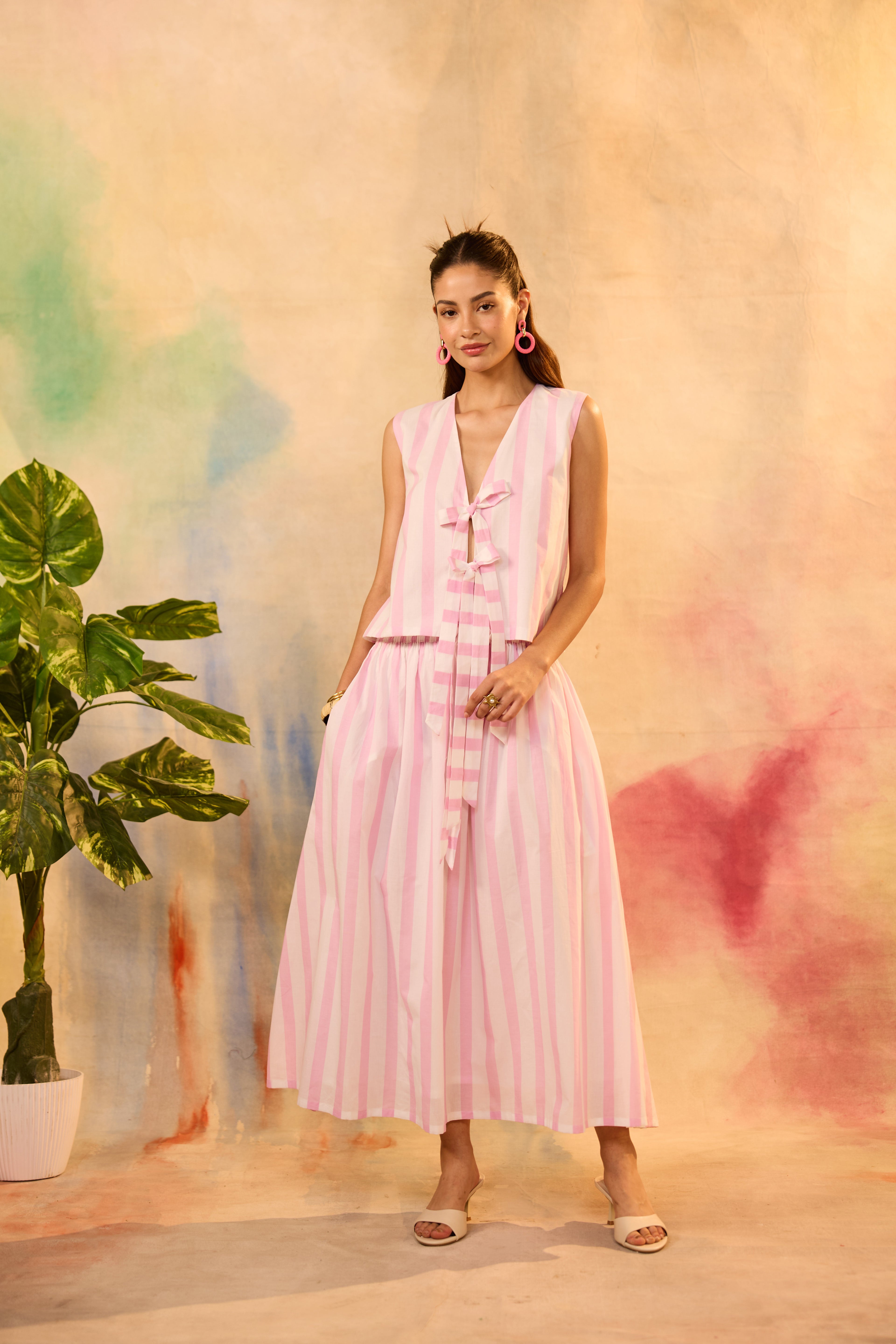 Ophelia Pink Striped Top with Skirt