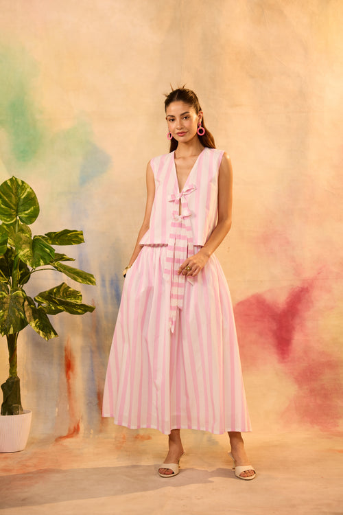 Ophelia Pink Striped Top with Skirt