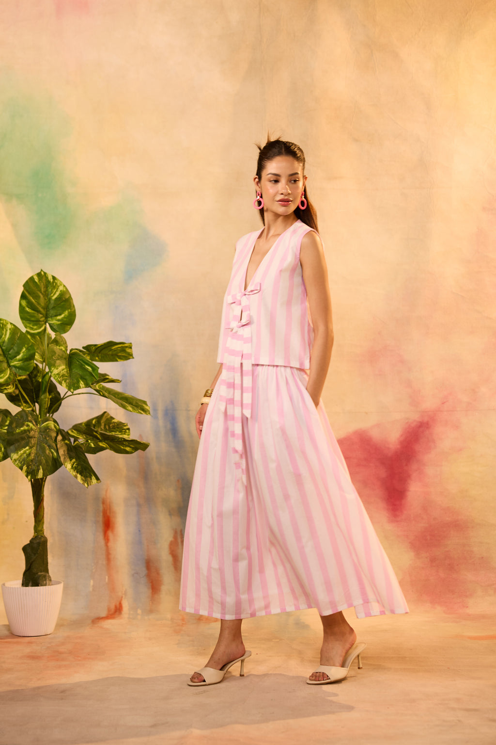 Ophelia Pink Striped Top with Skirt