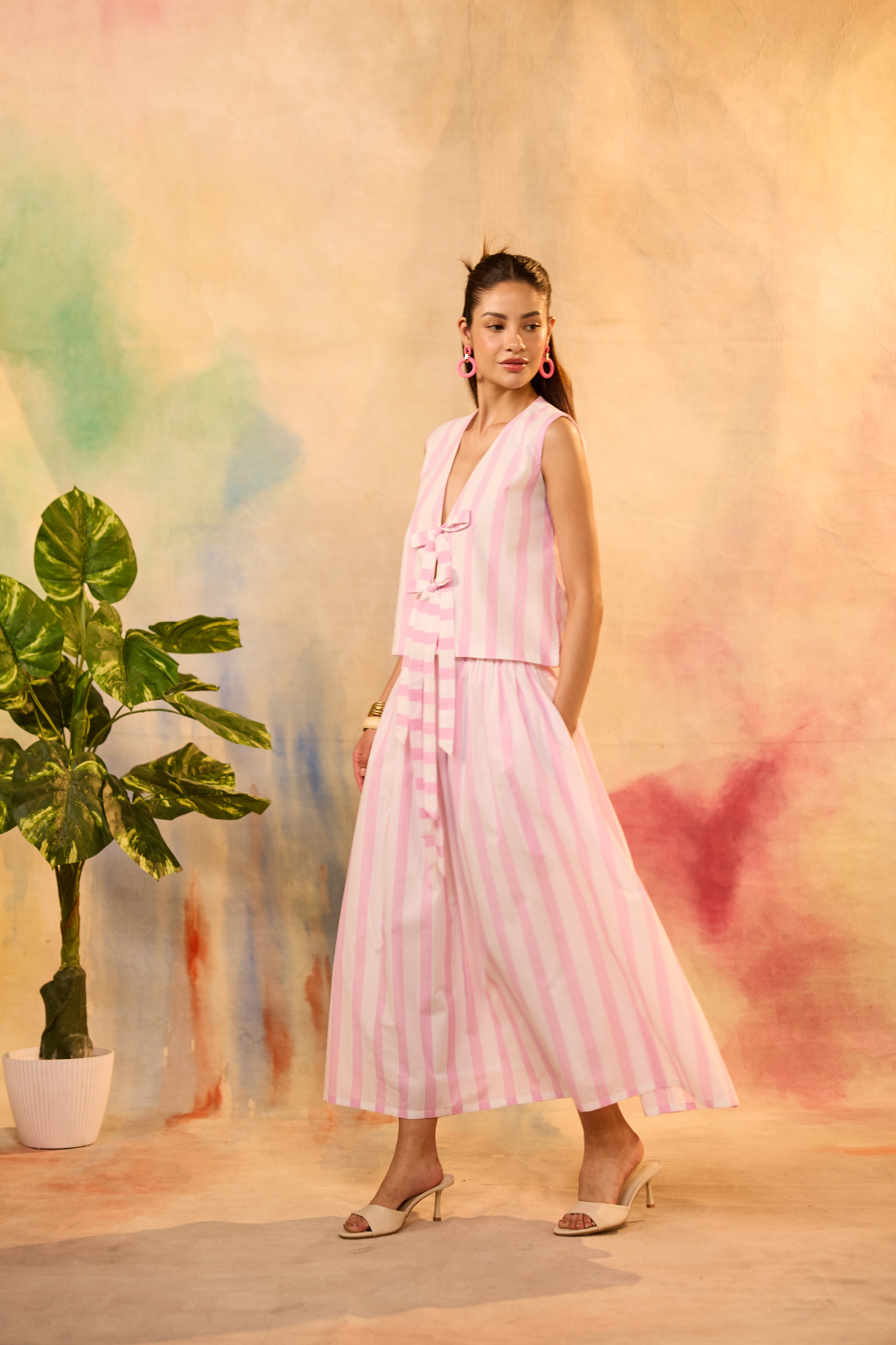 Ophelia Pink Striped Top with Skirt