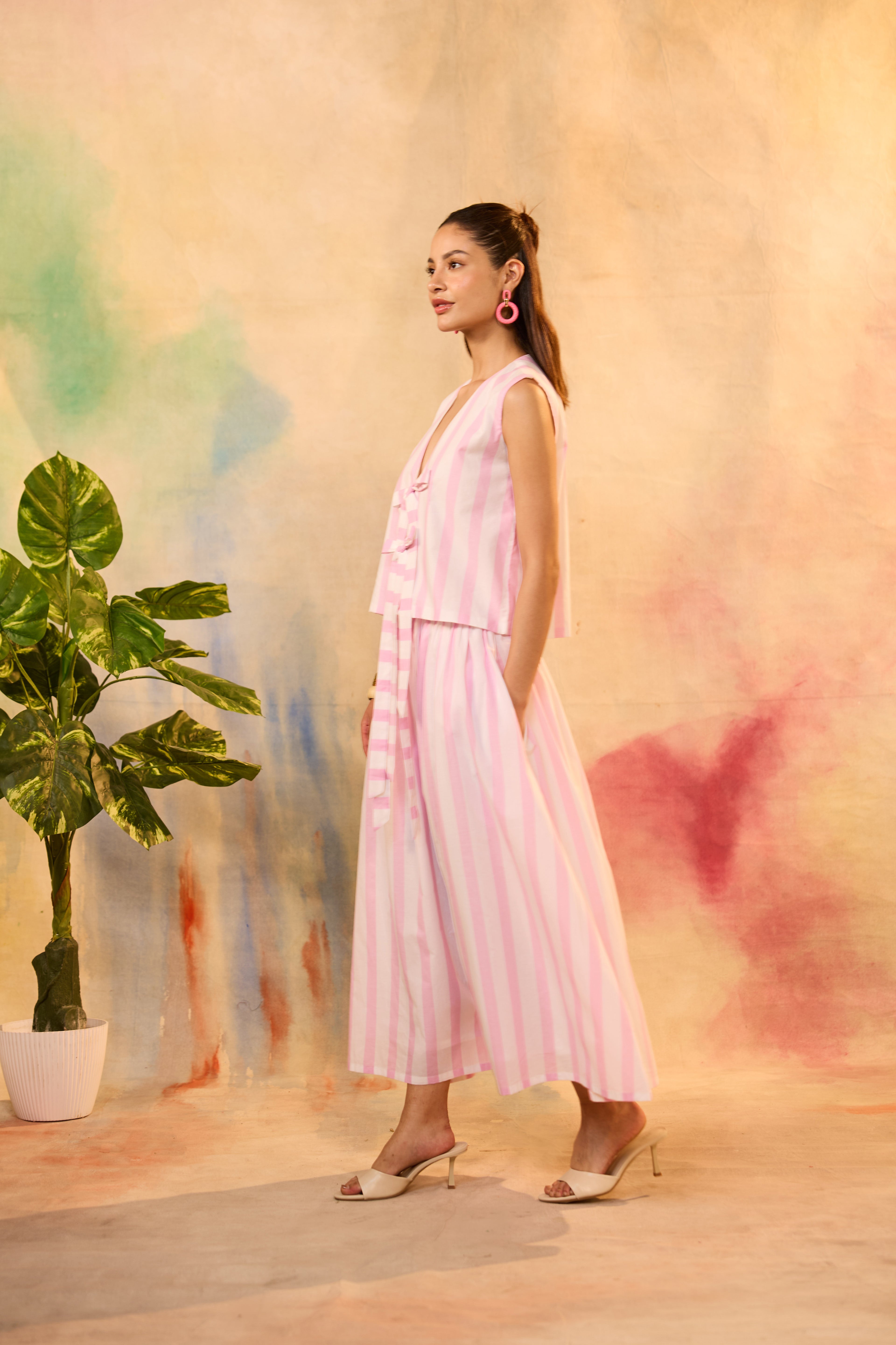 Ophelia Pink Striped Top with Skirt