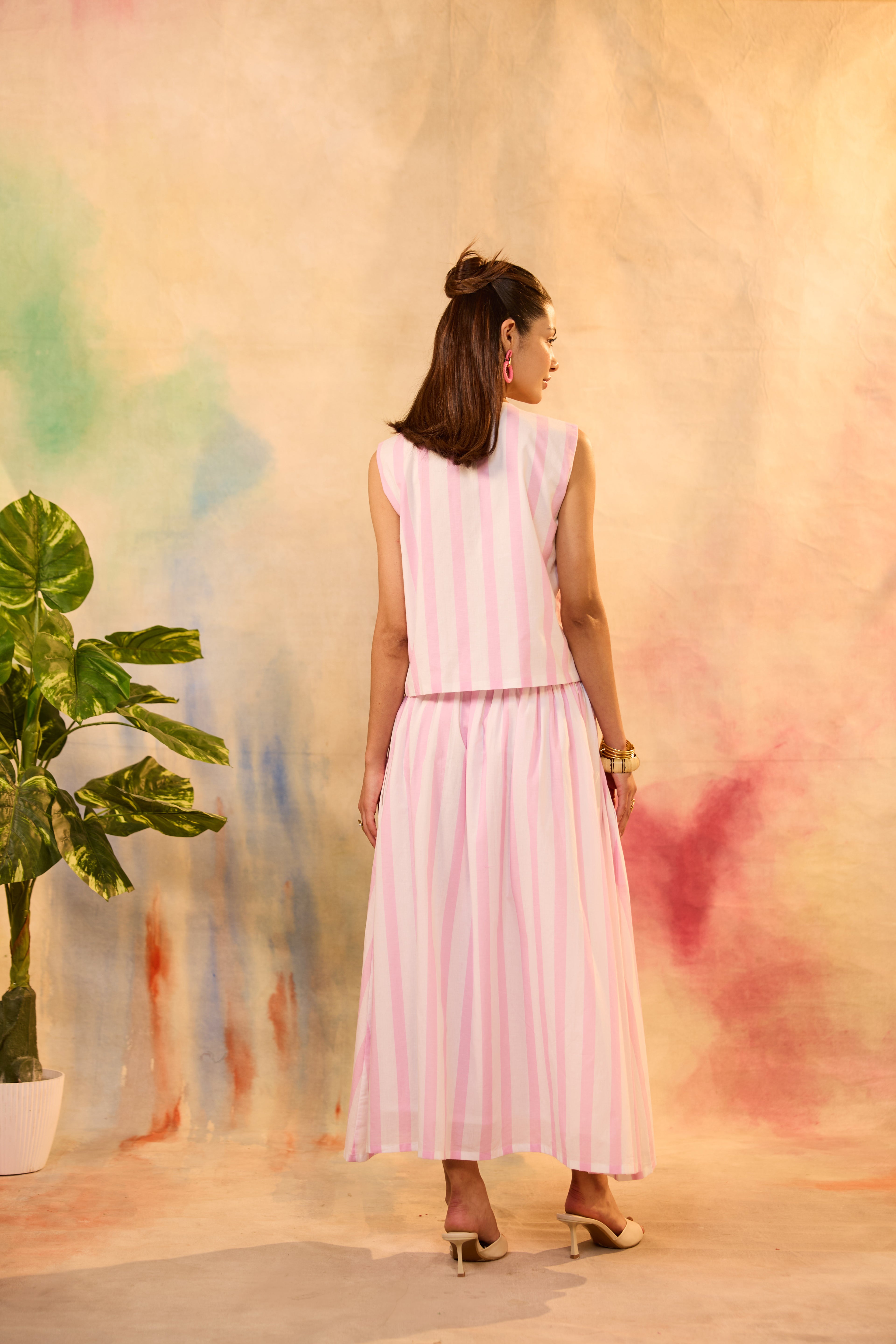 Ophelia Pink Striped Top with Skirt