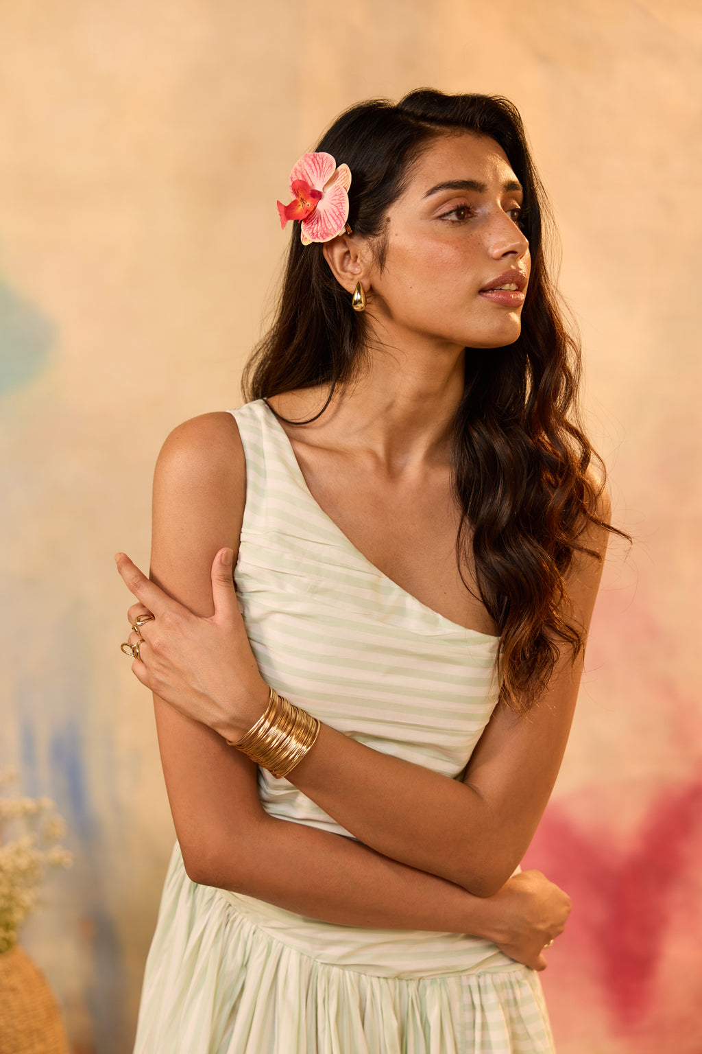 Adleaide Pastel Green Striped Maxi Dress