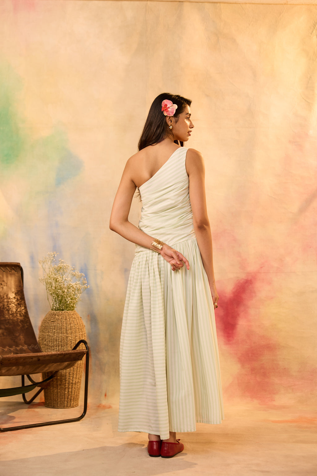Adleaide Pastel Green Striped Maxi Dress