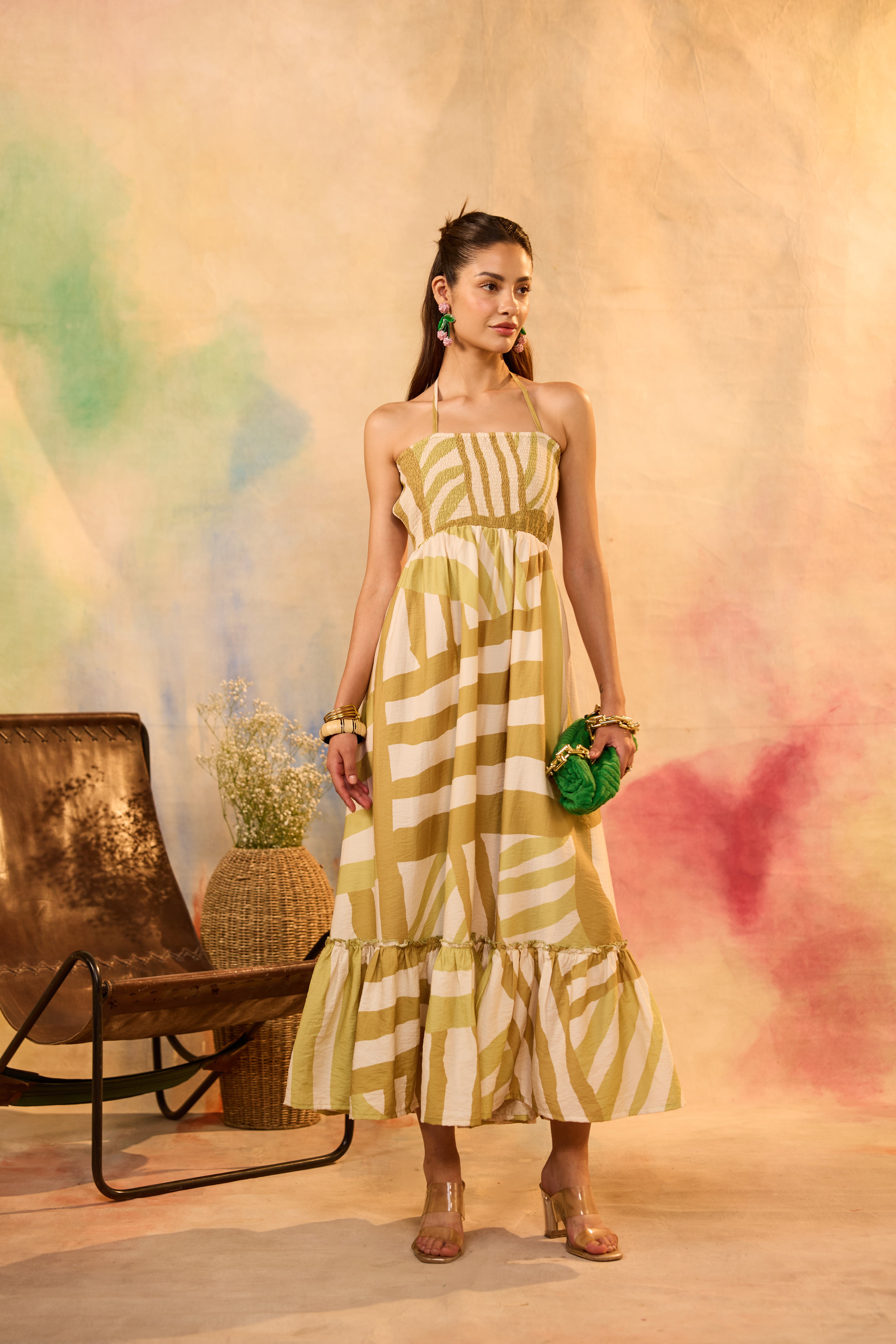 Vesper Stripe Backless Maxi Dress