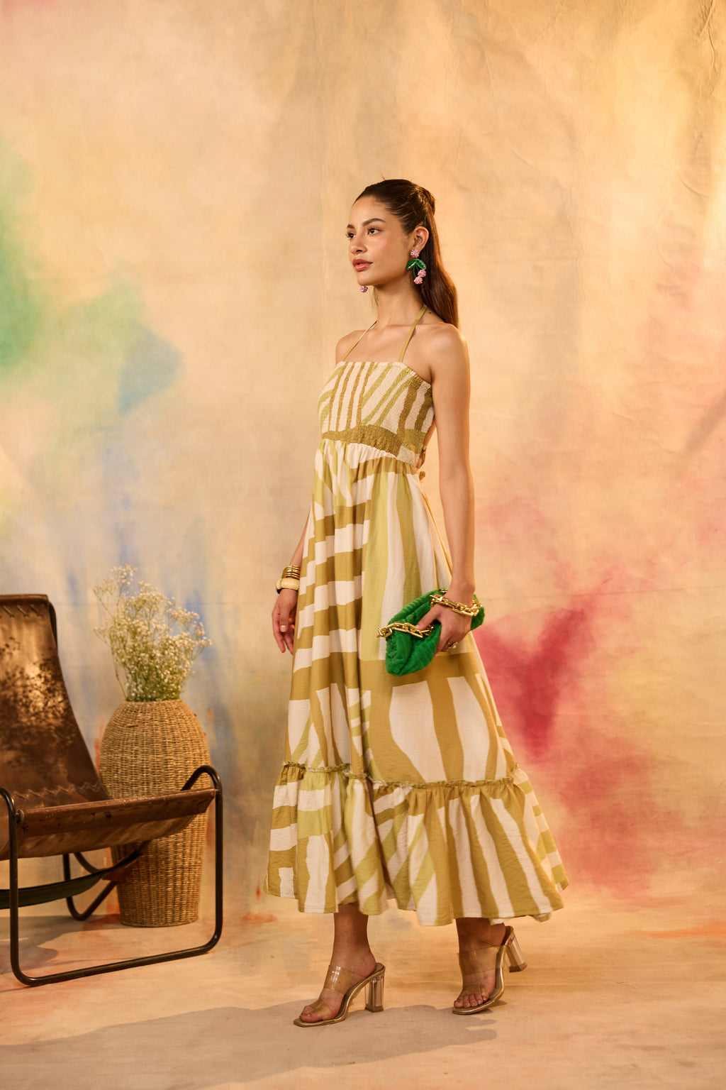 Vesper Stripe Backless Maxi Dress