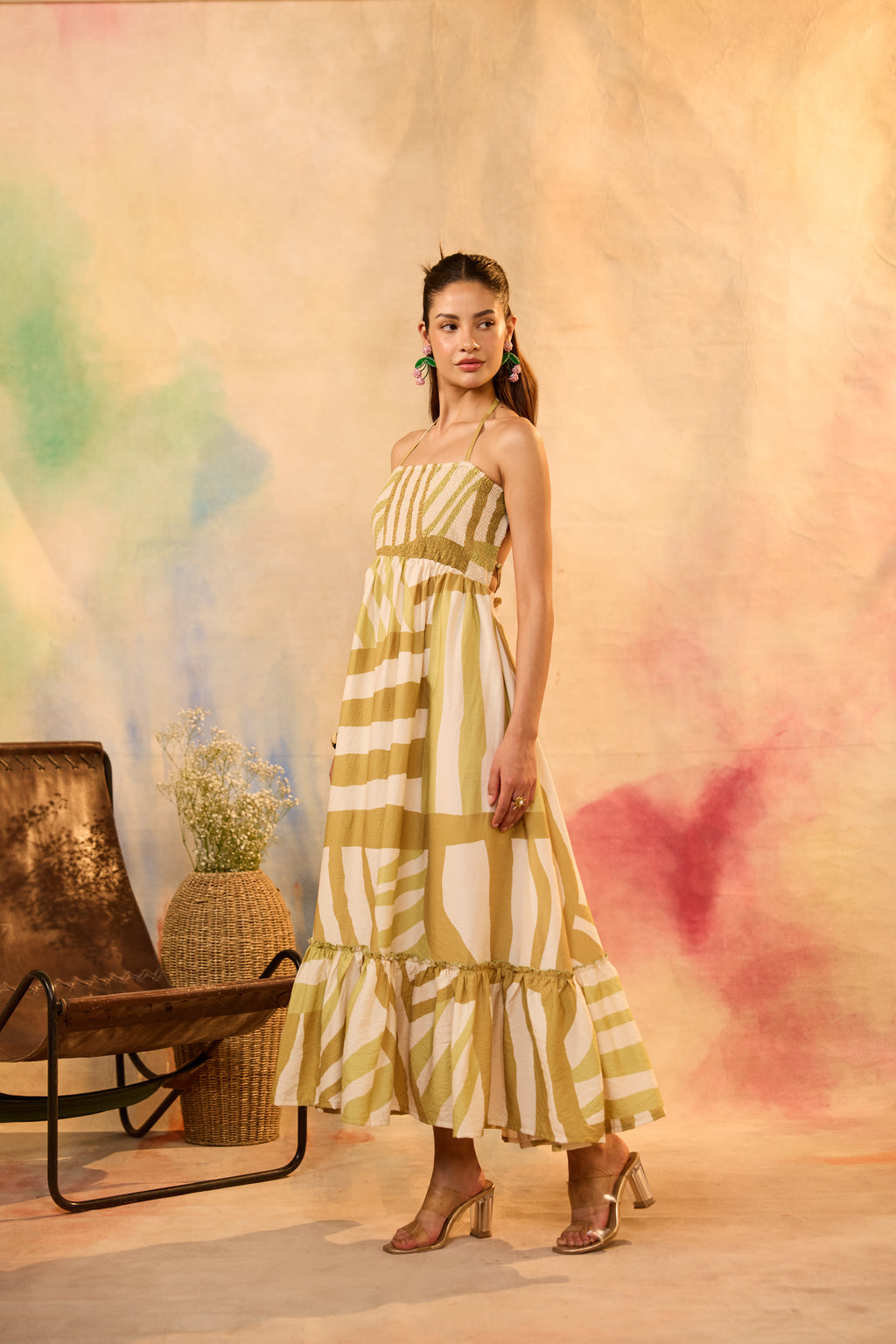 Vesper Stripe Backless Maxi Dress