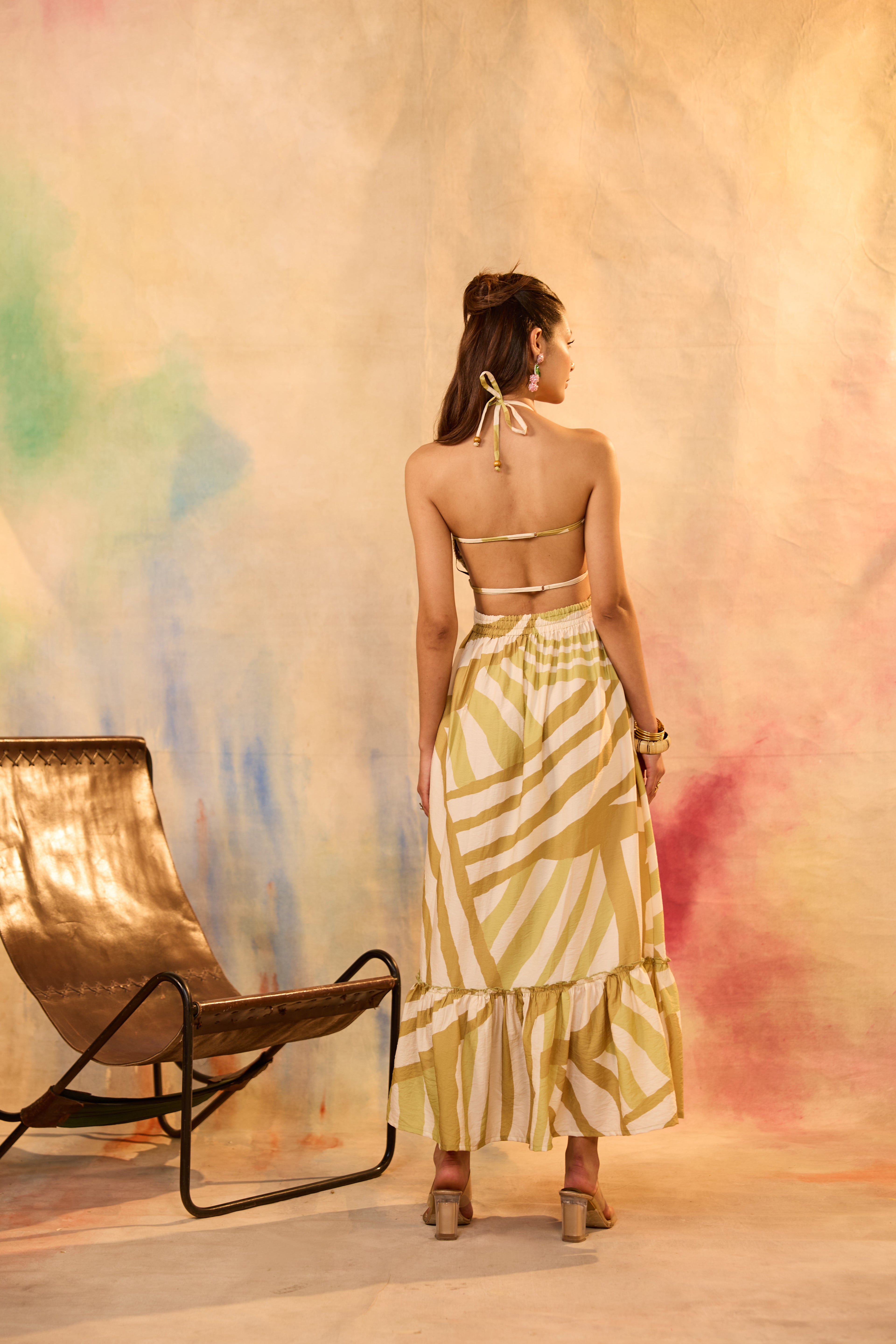 Vesper Stripe Backless Maxi Dress