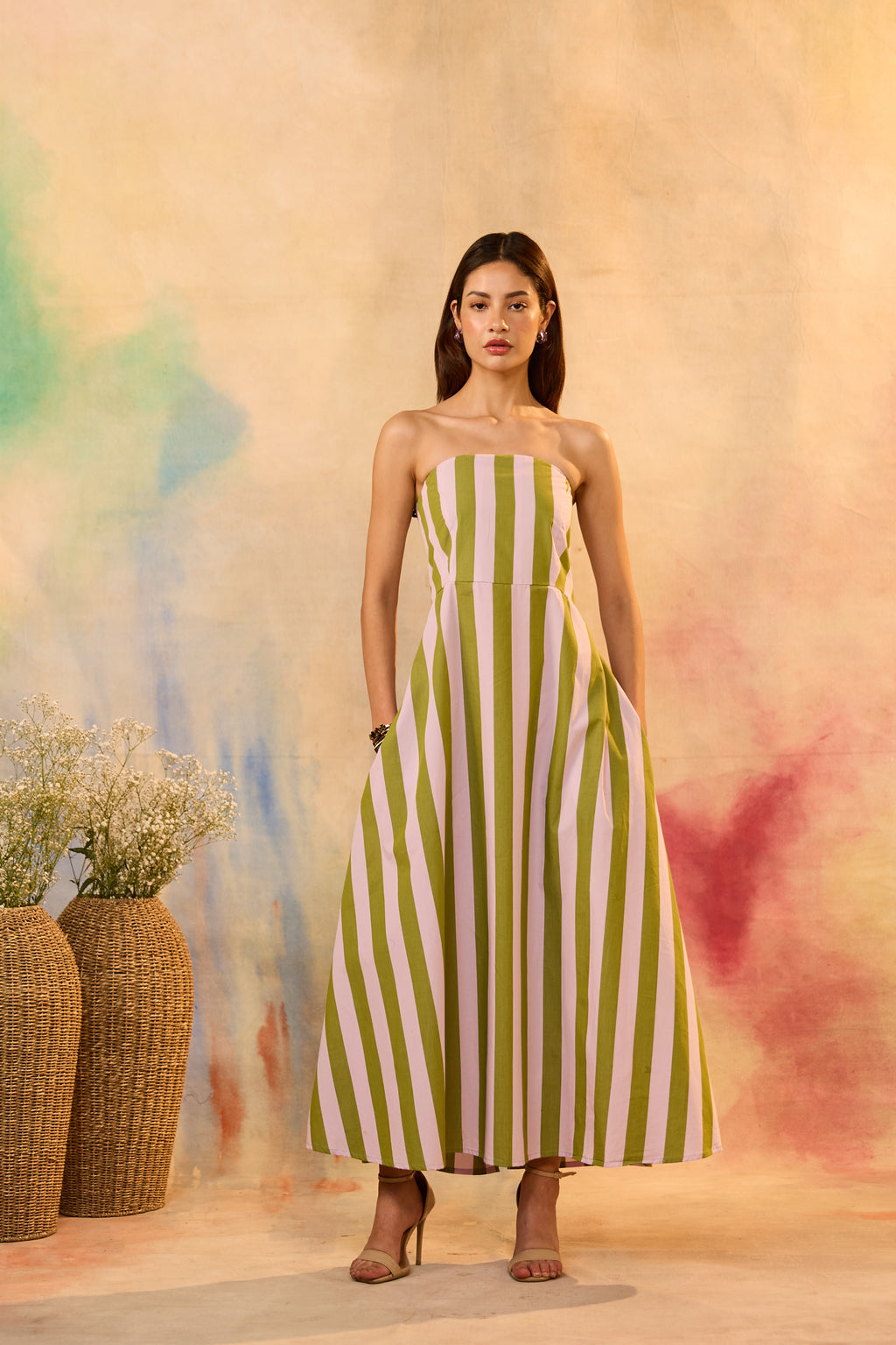 Celia Striped Off Shoulder Dress