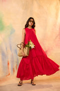 Bonita Fuchsia Sleeveless Tier Maxi Dress