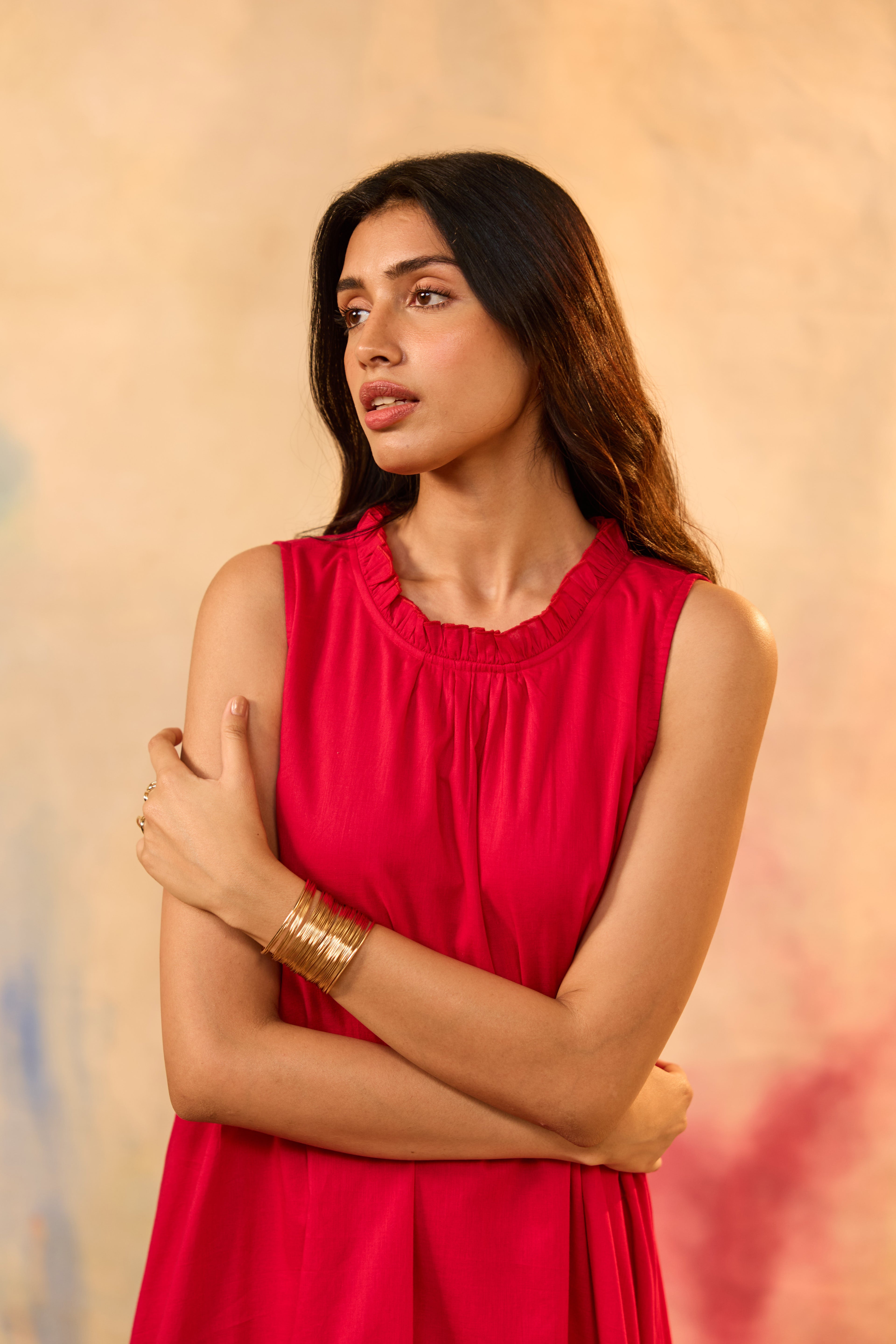 Bonita Fuchsia Sleeveless Tier Maxi Dress