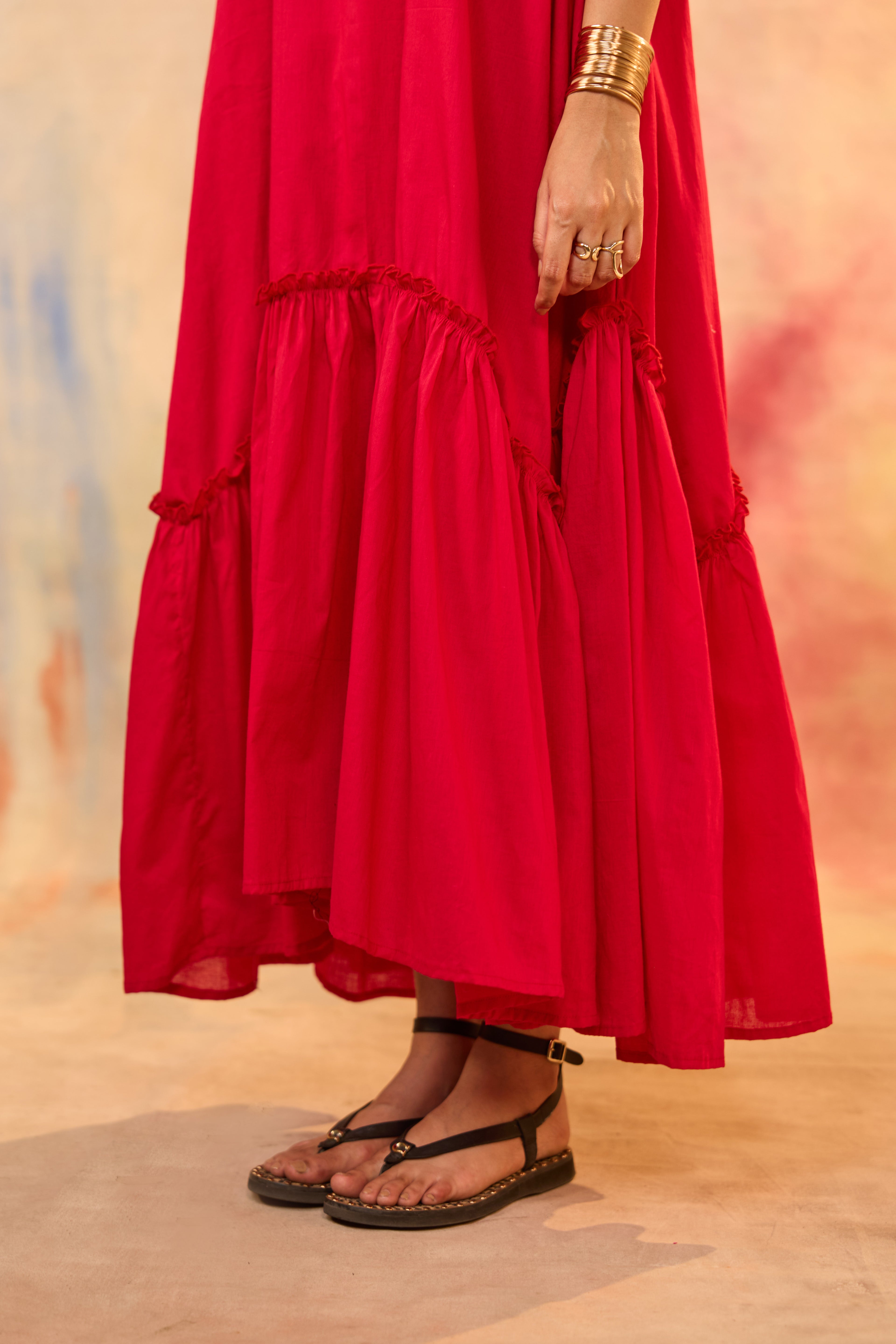 Bonita Fuchsia Sleeveless Tier Maxi Dress