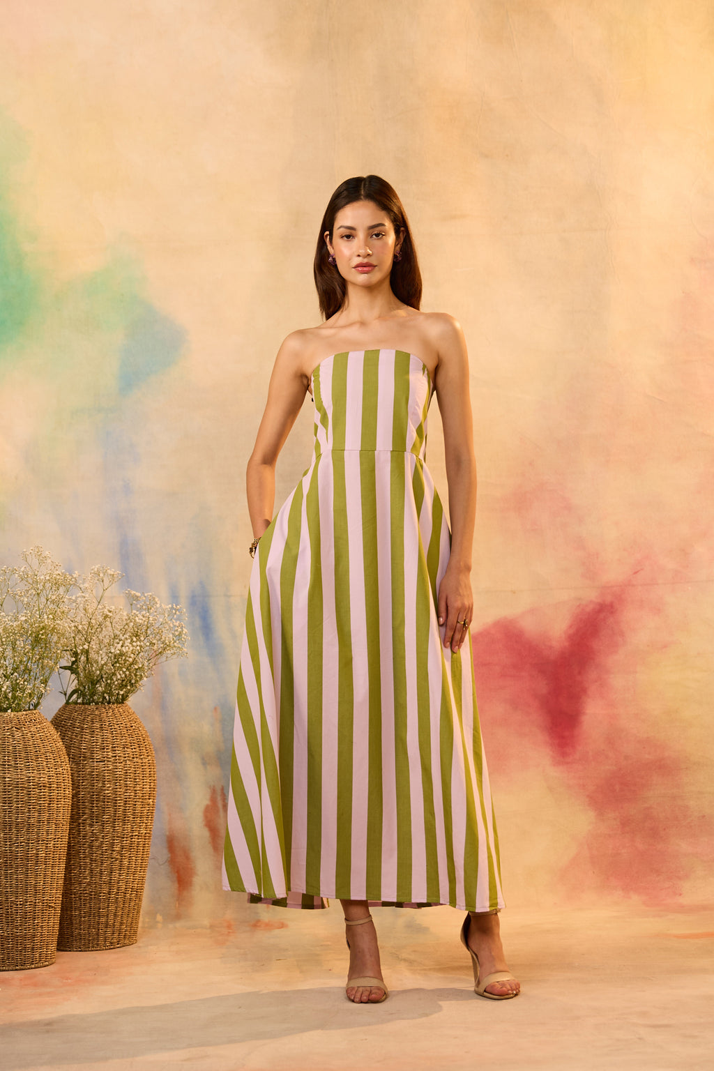 Celia Striped Off Shoulder Dress