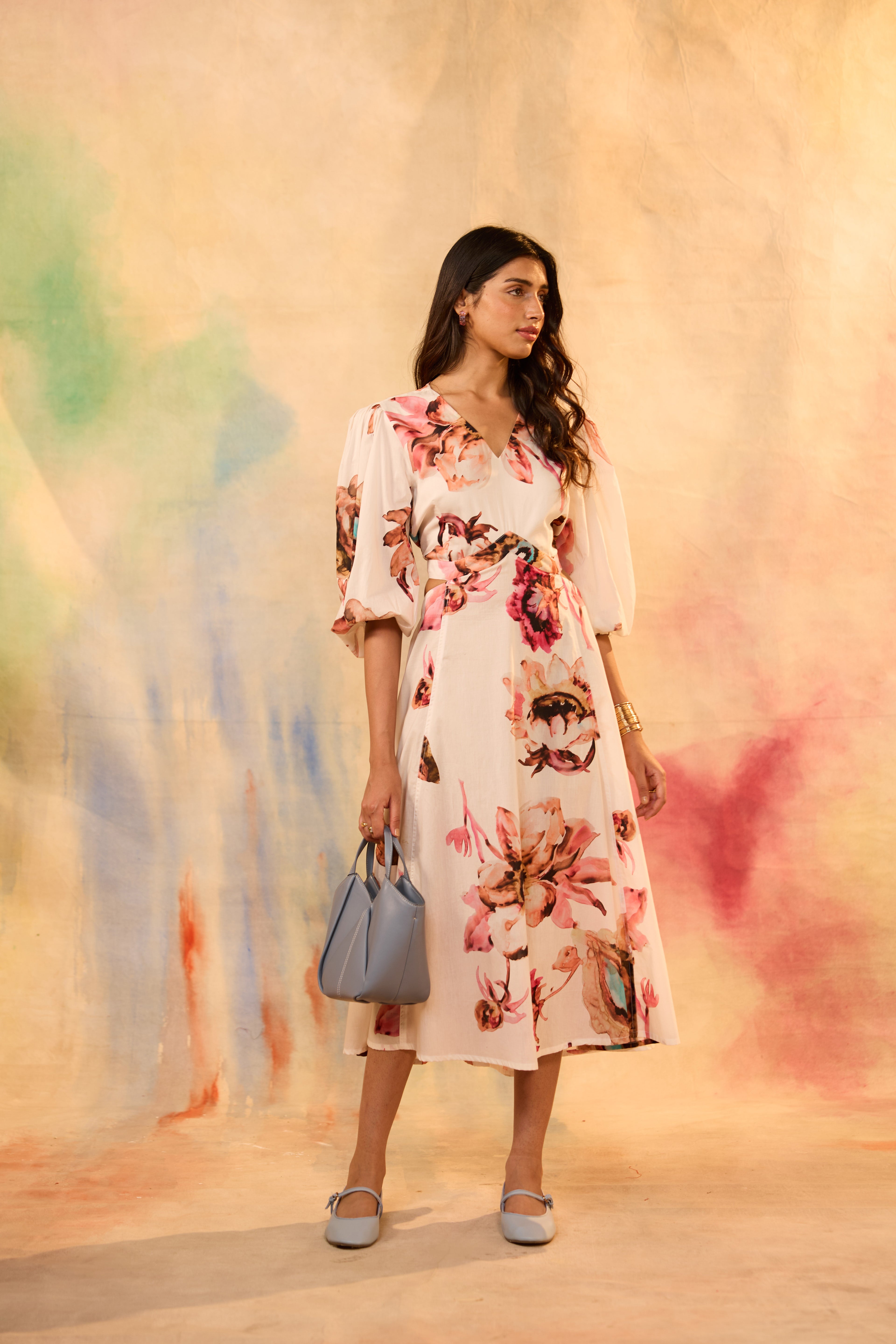 Emma Floral Print Midi Dress