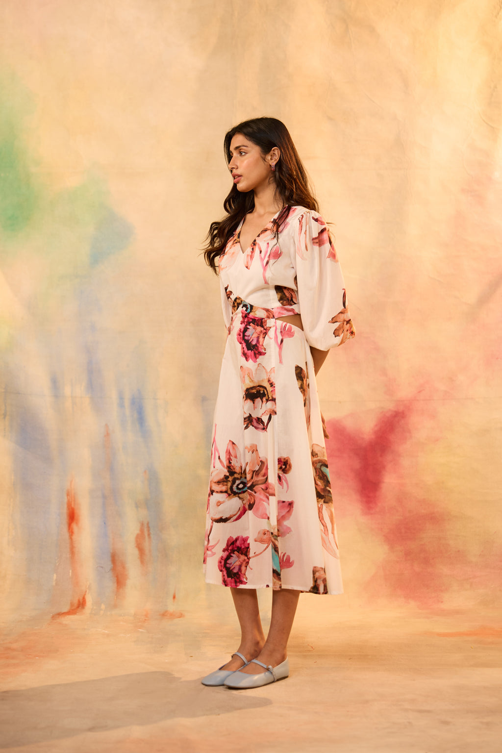 Emma Floral Print Midi Dress